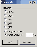 Диалоговое окно Масштаб